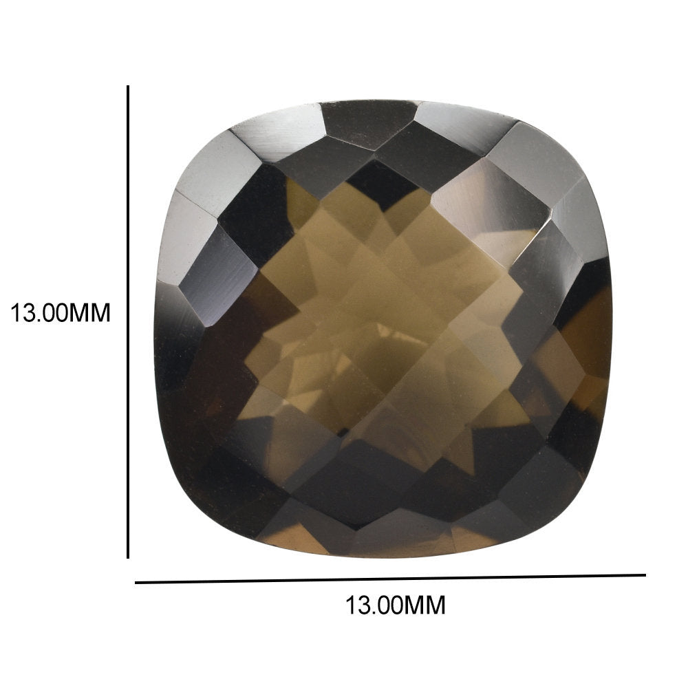 SMOKY QUARTZ CHECKER CUT CUSHION 13MM 8.06 Cts.