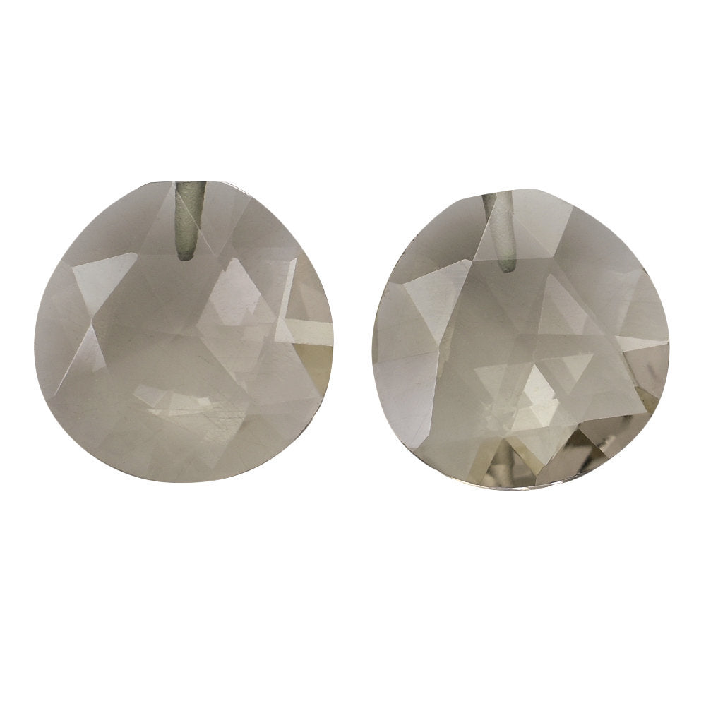 SMOKY QUARTZ ROSE CUT BRIOLETTE FLAT HEART (HALF DRILL) 12MM 4.03 Cts.