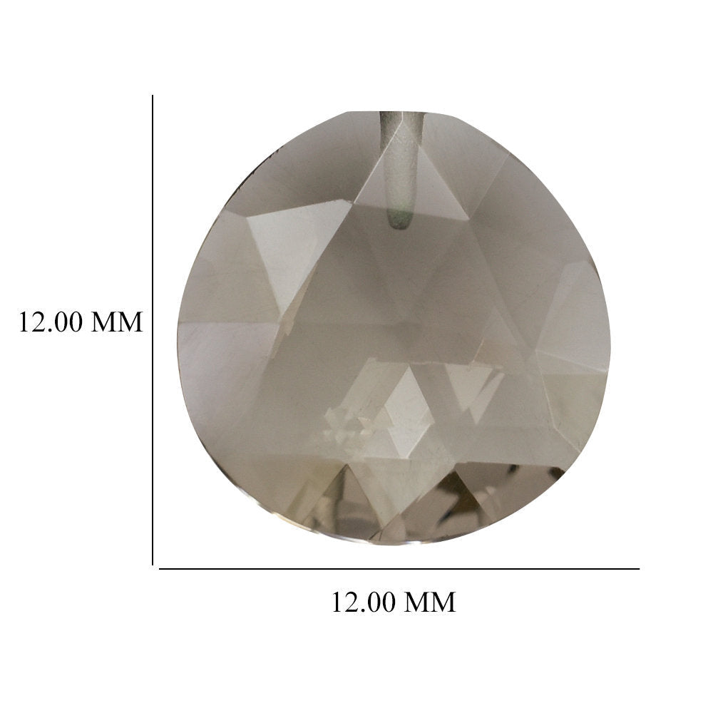 SMOKY QUARTZ ROSE CUT BRIOLETTE FLAT HEART (HALF DRILL) 12MM 4.03 Cts.