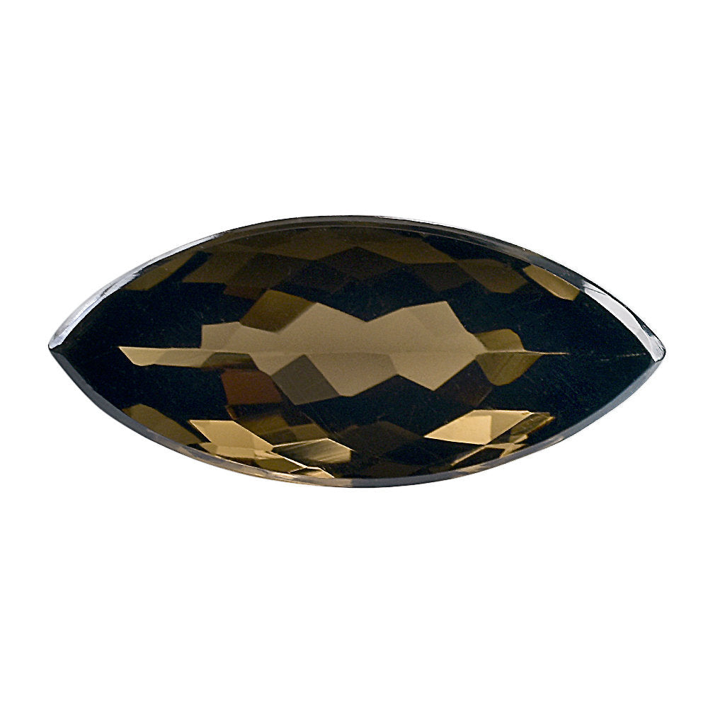 SMOKY QUARTZ CUT HIGH DOME WITH FLAT BOTTOM MARQUISE 23X10MM 11.87 Cts.