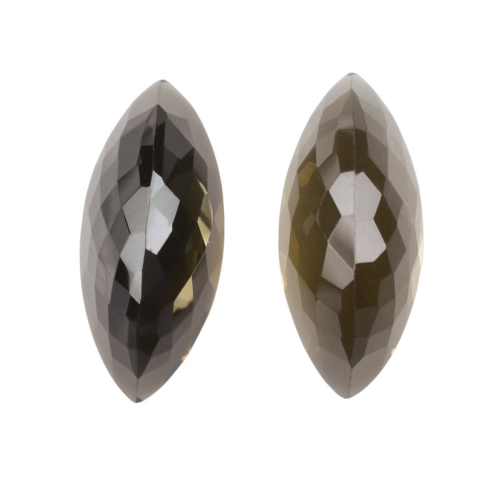 SMOKY QUARTZ CUT HIGH DOME WITH FLAT BOTTOM MARQUISE 23X10MM 11.87 Cts.