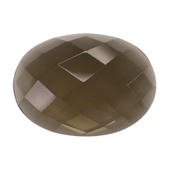 SMOKY QUARTZ CHECKER OVAL CAB 18X13MM 7.64 Cts.