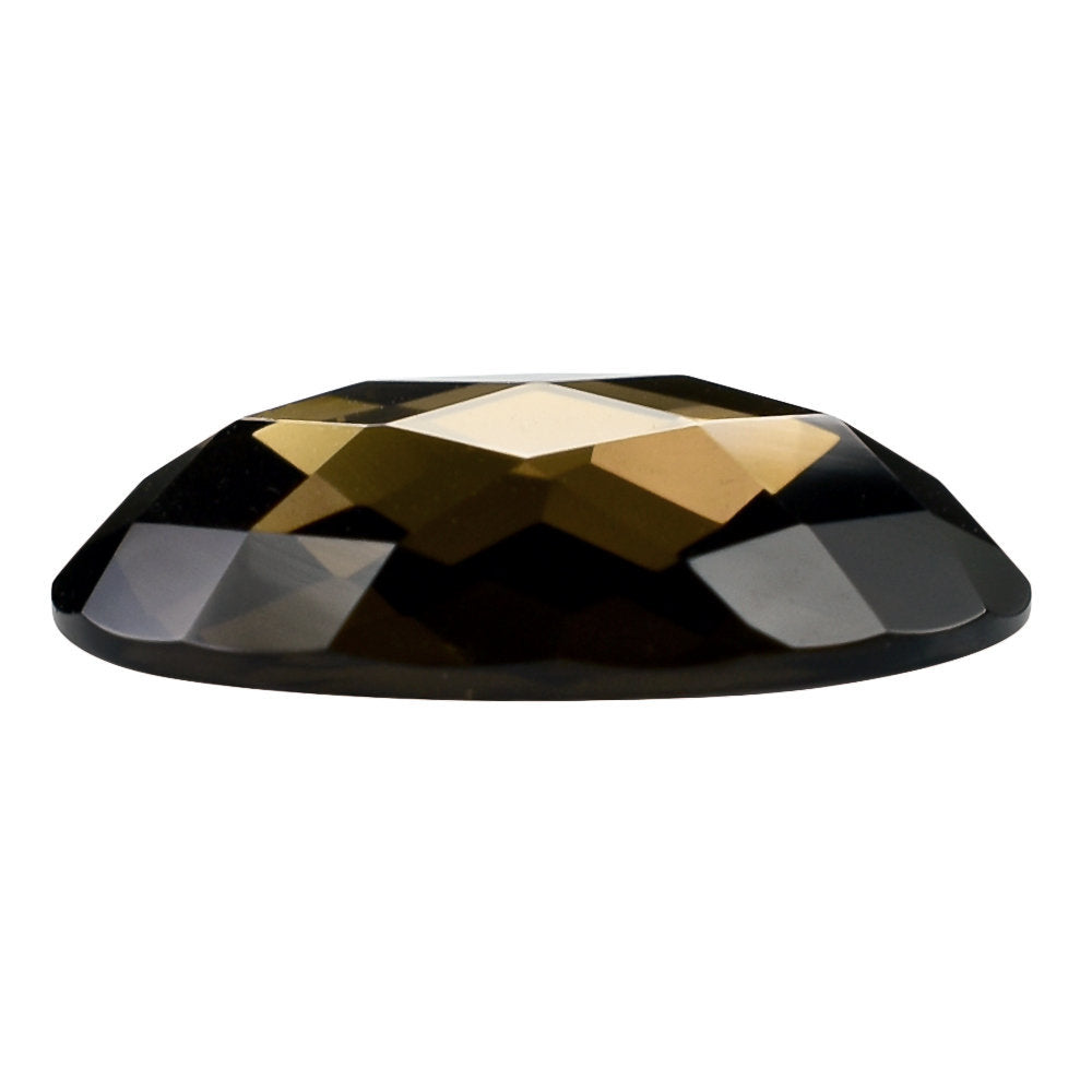 SMOKY QUARTZ CHECKER OVAL CAB 18X13MM 7.64 Cts.