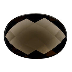 SMOKY QUARTZ CHECKER OVAL CAB 18X13MM 7.64 Cts.