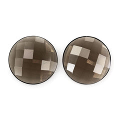 SMOKY QUARTZ CHECKER CUT ROUND CAB 15MM 6.70 Cts.