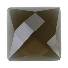SMOKY QUARTZ CHECKER SQUARE CAB 10MM 2.96 Cts.