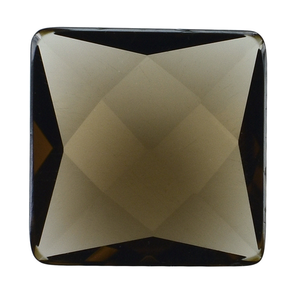 SMOKY QUARTZ CHECKER SQUARE CAB 10MM 2.96 Cts.