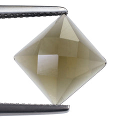 SMOKY QUARTZ CHECKER SQUARE CAB 10MM 2.96 Cts.