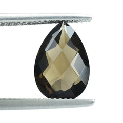 SMOKY QUARTZ CHECKER CUT PEAR 13.50X9MM 3.55 Cts.