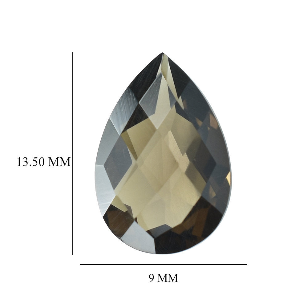 SMOKY QUARTZ CHECKER CUT PEAR 13.50X9MM 3.55 Cts.