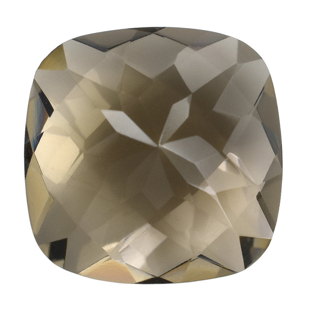 SMOKY QUARTZ CHECKER CUT CUSHION 14.00MM 9.90 Cts.