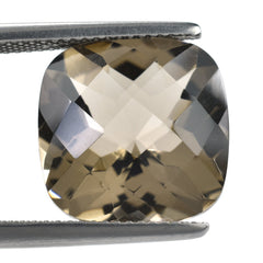 SMOKY QUARTZ CHECKER CUT CUSHION 14.00MM 9.90 Cts.