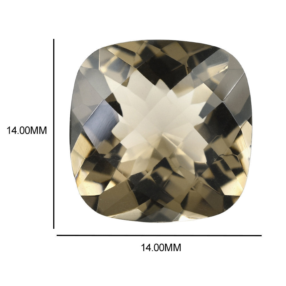 SMOKY QUARTZ CHECKER CUT CUSHION 14.00MM 9.90 Cts.