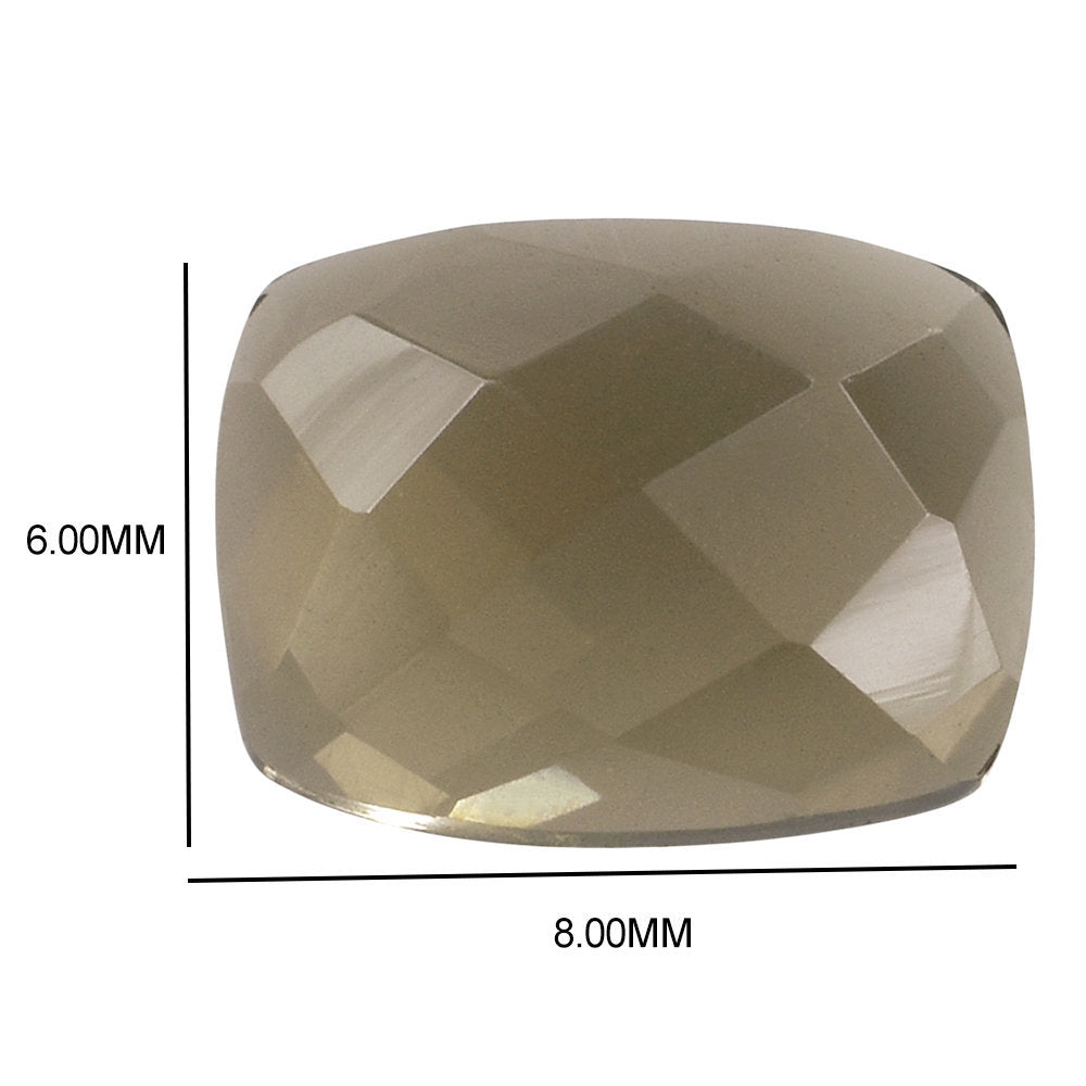 SMOKY QUARTZ CHECKER CUSHION CAB 8X6MM 1.25 Cts.