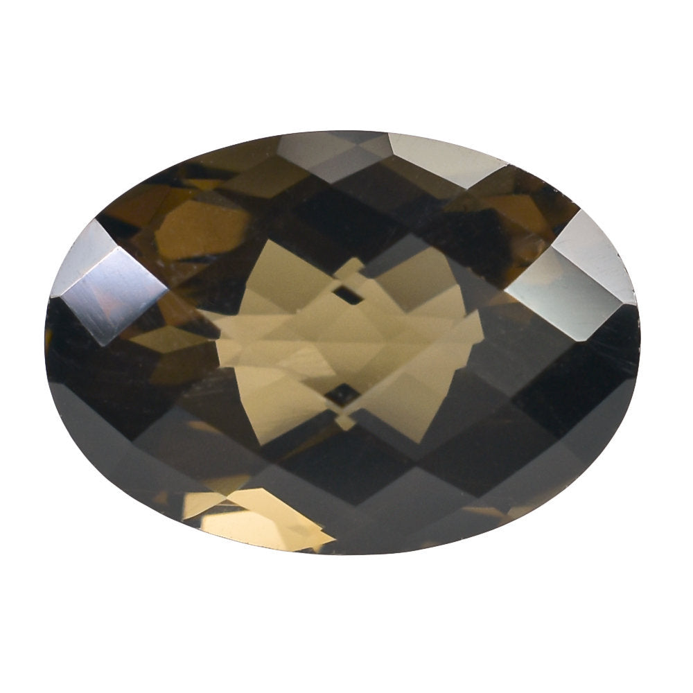 SMOKY QUARTZ CHECKER CUT (HIGH DOME) OVAL 14X10MM 6.18 Cts.