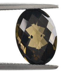 SMOKY QUARTZ CHECKER CUT (HIGH DOME) OVAL 14X10MM 6.18 Cts.