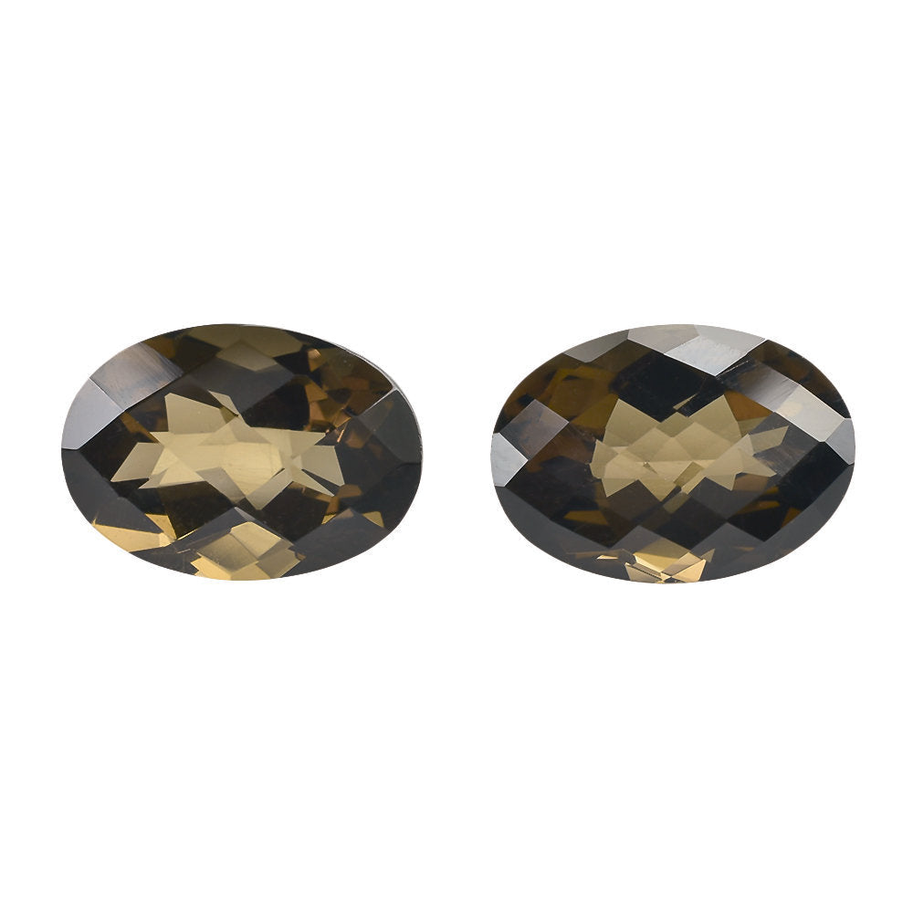 SMOKY QUARTZ CHECKER CUT (HIGH DOME) OVAL 14X10MM 6.18 Cts.