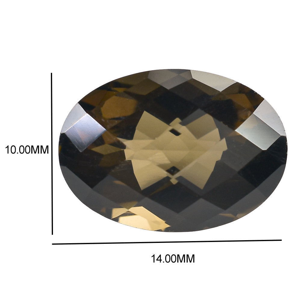 SMOKY QUARTZ CHECKER CUT (HIGH DOME) OVAL 14X10MM 6.18 Cts.