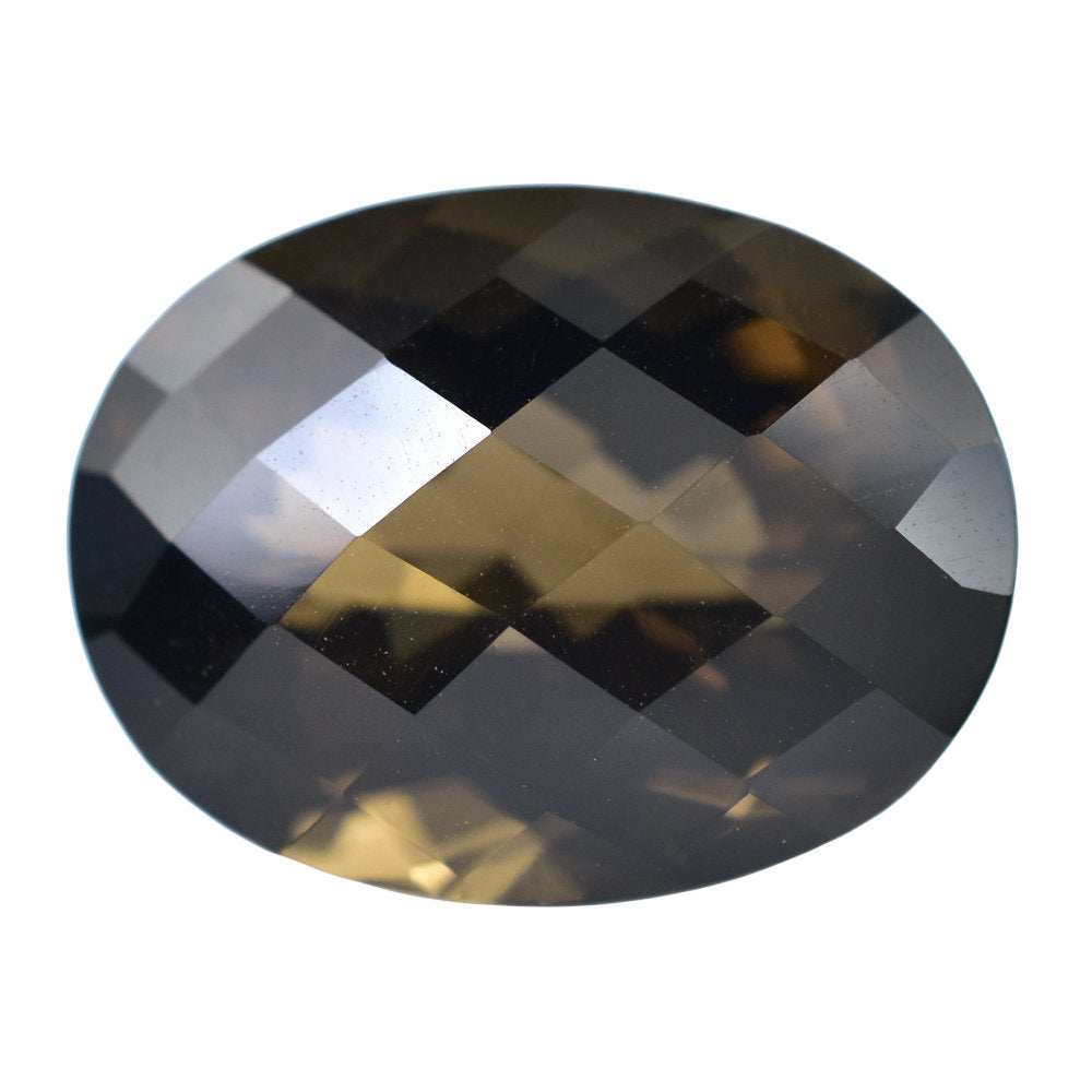 SMOKY QUARTZ CHECKER CUT (HIGH DOME) OVAL 20X15MM 21.08 Cts.