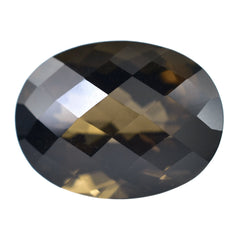 SMOKY QUARTZ CHECKER CUT (HIGH DOME) OVAL 20X15MM 21.08 Cts.