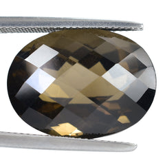 SMOKY QUARTZ CHECKER CUT (HIGH DOME) OVAL 20X15MM 21.08 Cts.
