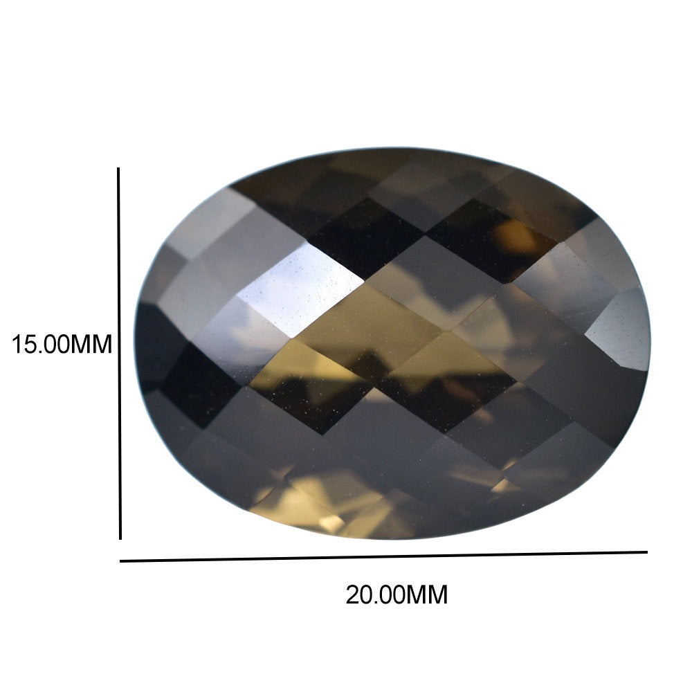 SMOKY QUARTZ CHECKER CUT (HIGH DOME) OVAL 20X15MM 21.08 Cts.