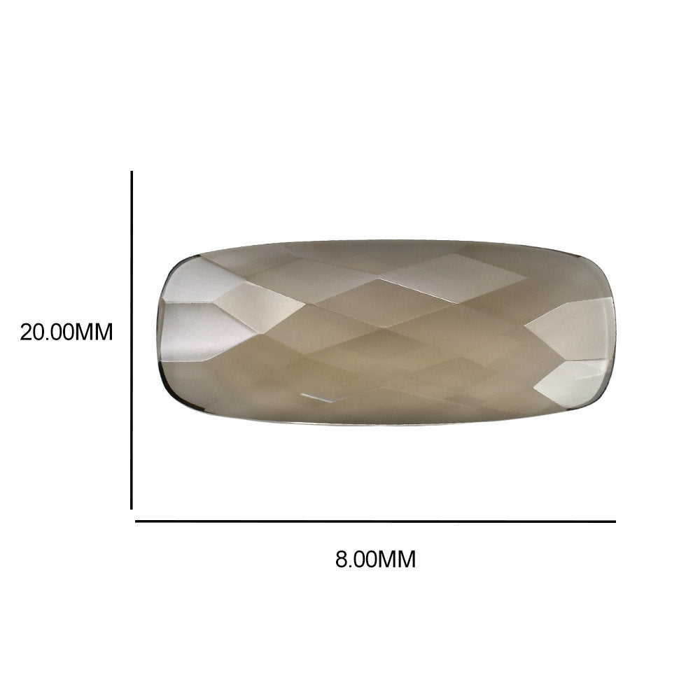 SMOKY QUARTZ CHECKER CUSHION CAB 20X8MM 4.83 Cts.