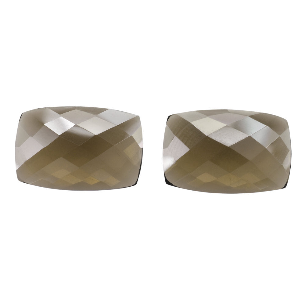 SMOKY QUARTZ CHECKER CUSHION CAB 18X12MM 6.79 Cts.