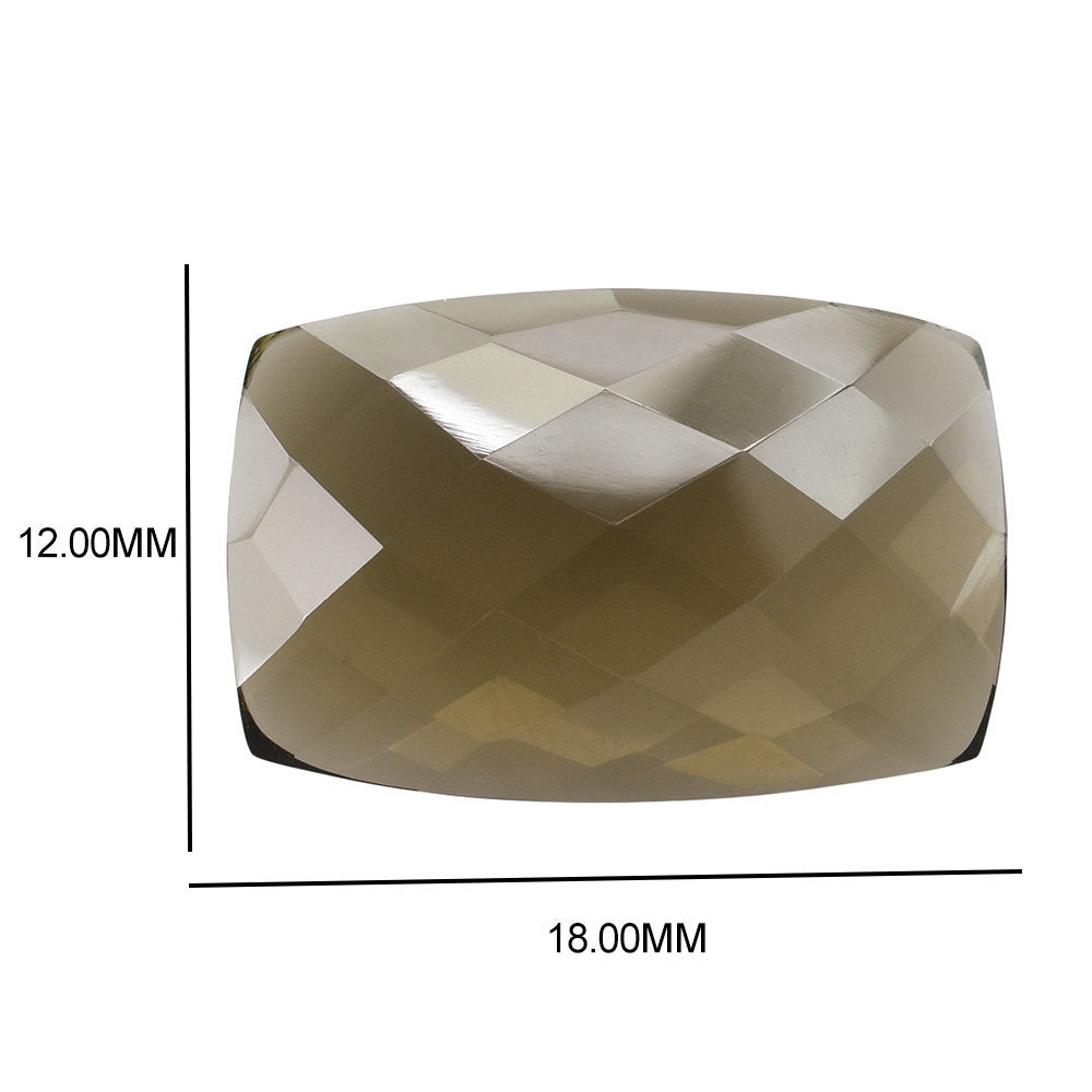 SMOKY QUARTZ CHECKER CUSHION CAB 18X12MM 6.79 Cts.