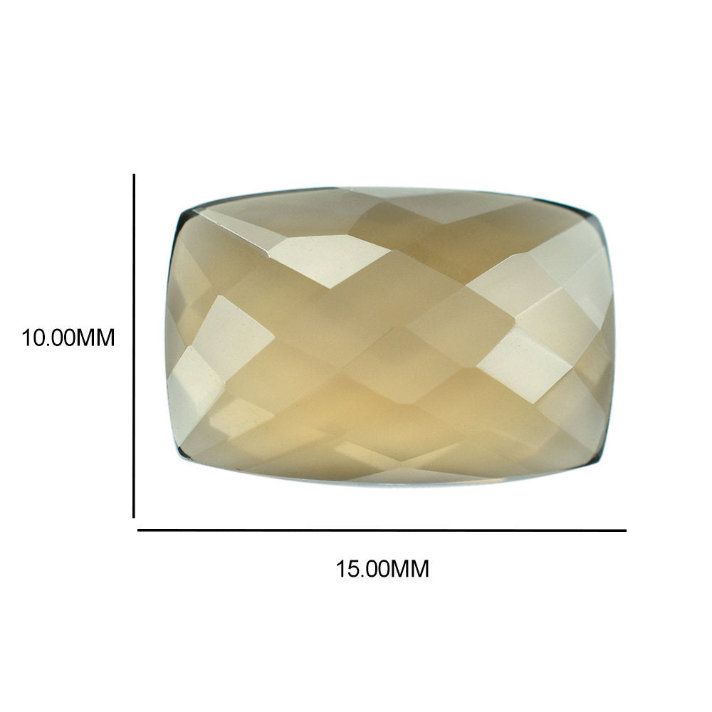 SMOKY QUARTZ CHECKER CUSHION CAB 15X10MM 4.68 Cts.