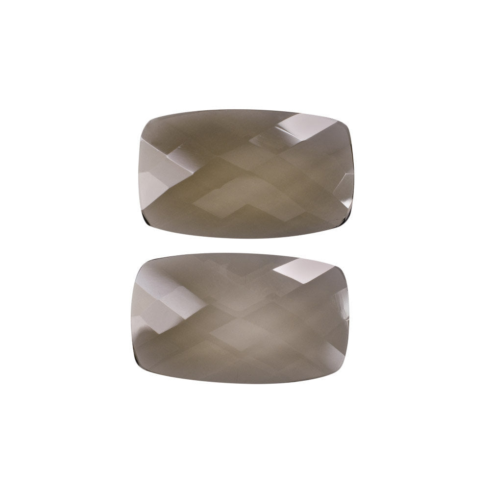 SMOKY QUARTZ CHECKER CUSHION CAB 25X15MM 11.68 Cts.