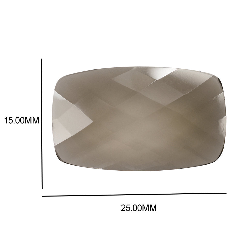 SMOKY QUARTZ CHECKER CUSHION CAB 25X15MM 11.68 Cts.