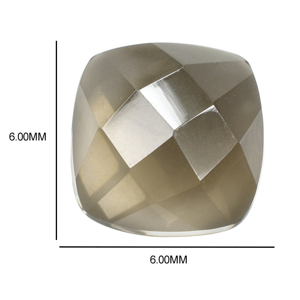 SMOKY QUARTZ CHECKER CUSHION CAB 6.00MM 0.94 Cts.