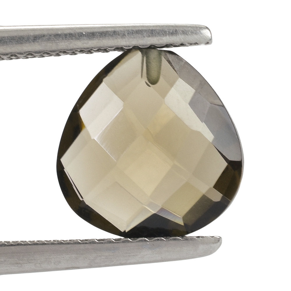 SMOKY QUARTZ BRIOLETTE HEART (HALF DRILL) 10.00MM 2.96 Cts.