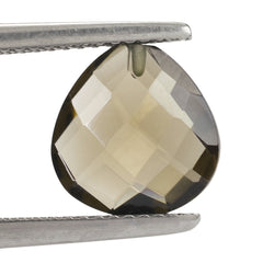 SMOKY QUARTZ BRIOLETTE HEART (HALF DRILL) 10.00MM 2.96 Cts.