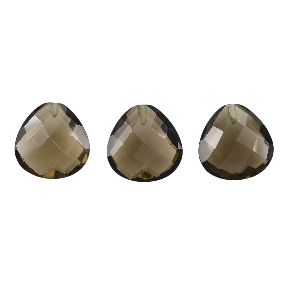 SMOKY QUARTZ BRIOLETTE HEART (HALF DRILL) 10.00MM 2.96 Cts.