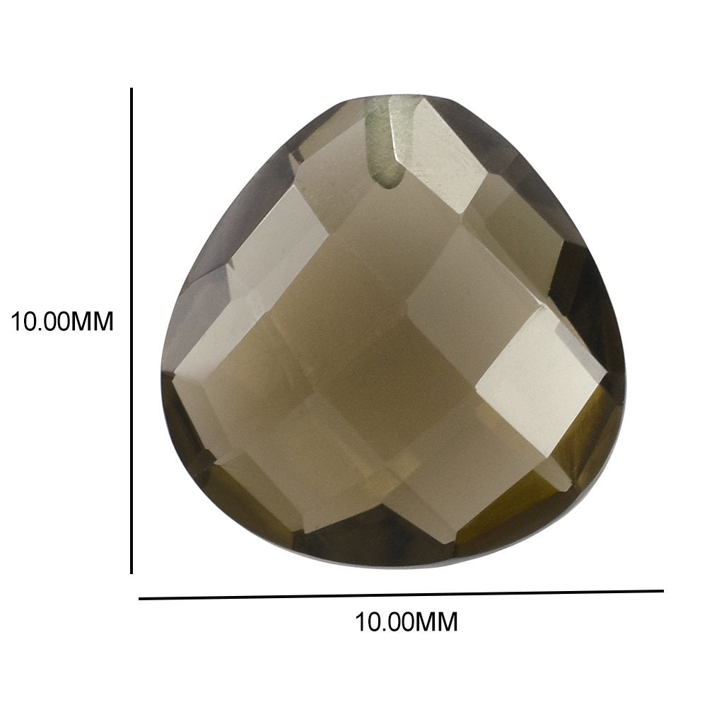 SMOKY QUARTZ BRIOLETTE HEART (HALF DRILL) 10.00MM 2.96 Cts.