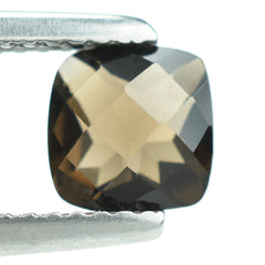SMOKY QUARTZ CHECKER CUT CUSHION 6.00MM 0.88 Cts.