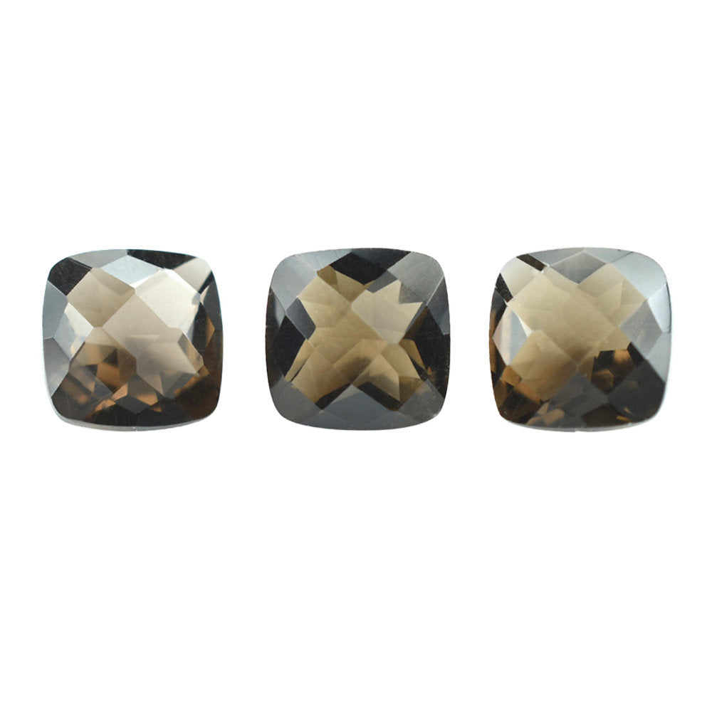 SMOKY QUARTZ CHECKER CUT CUSHION 6.00MM 0.88 Cts.