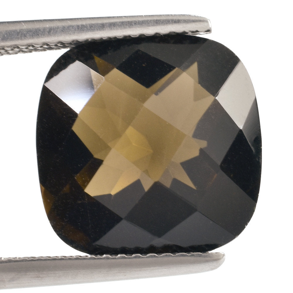 SMOKY QUARTZ CHECKER CUT CUSHION 13.00MM 7.67 Cts.