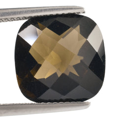SMOKY QUARTZ CHECKER CUT CUSHION 13.00MM 7.67 Cts.