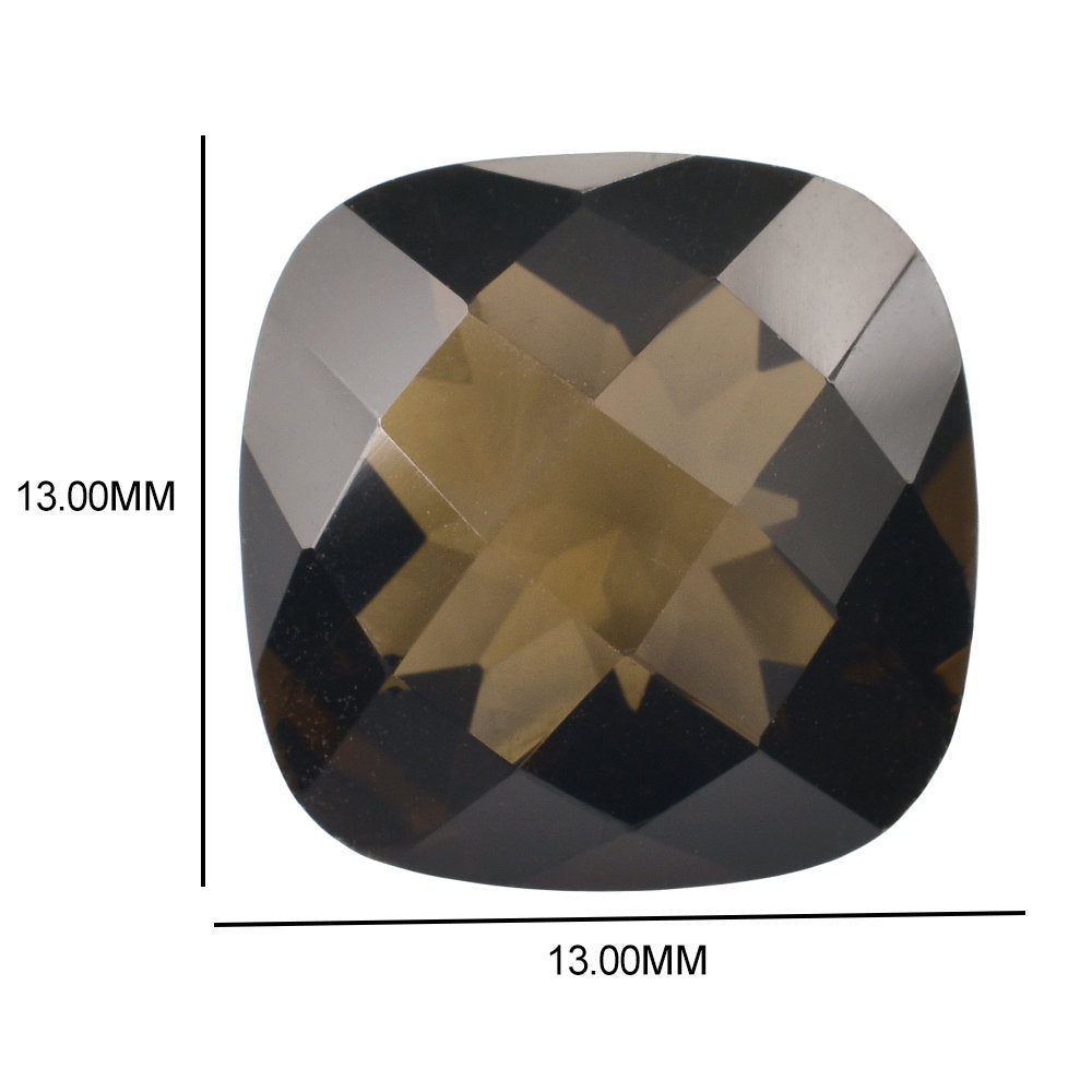 SMOKY QUARTZ CHECKER CUT CUSHION 13.00MM 7.67 Cts.