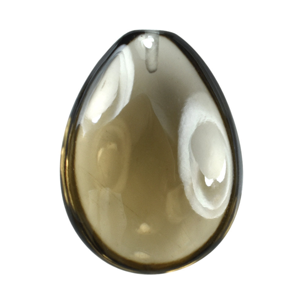 SMOKY QUARTZ LENTIL PEAR (HALF DRILL) 20X15MM 12.55 Cts.