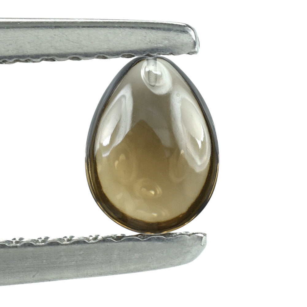 SMOKY QUARTZ LENTIL PEAR (HALF DRILL) 20X15MM 12.55 Cts.