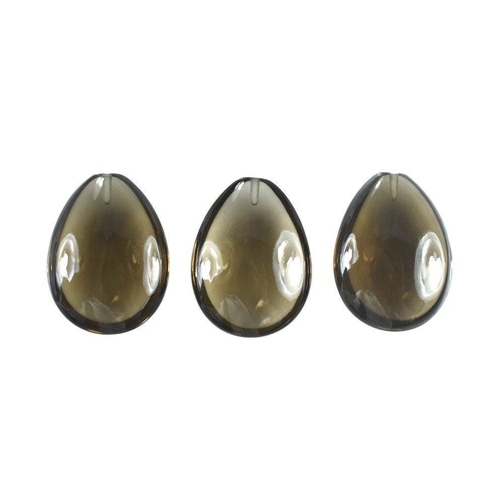 SMOKY QUARTZ LENTIL PEAR (HALF DRILL) 20X15MM 12.55 Cts.