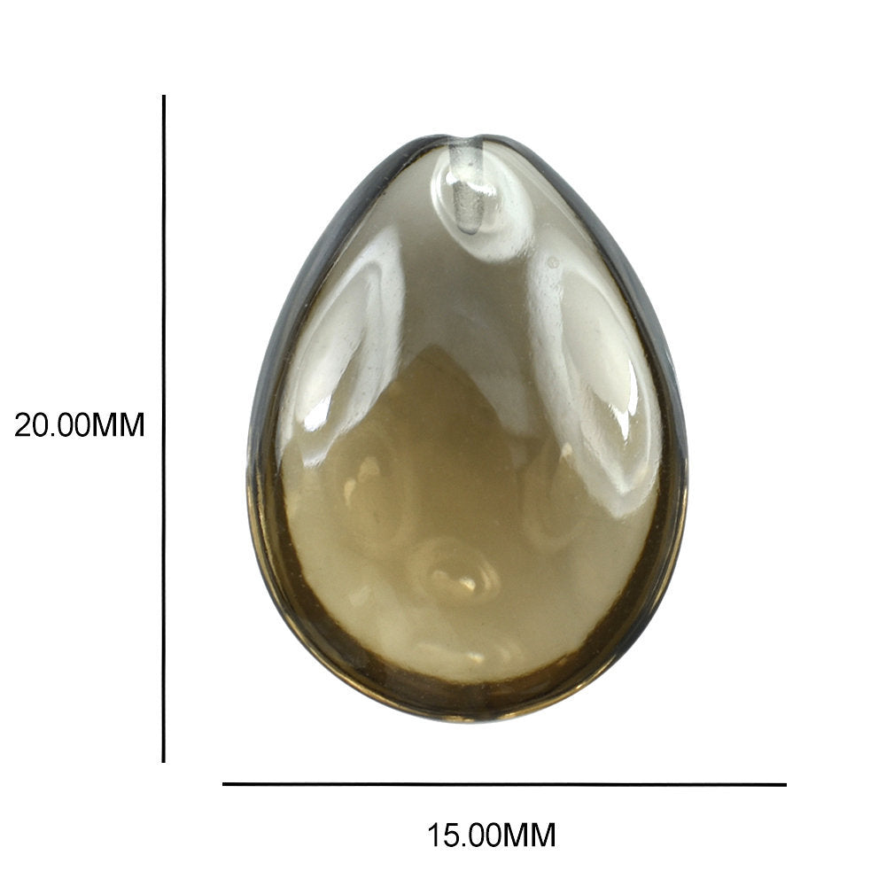 SMOKY QUARTZ LENTIL PEAR (HALF DRILL) 20X15MM 12.55 Cts.