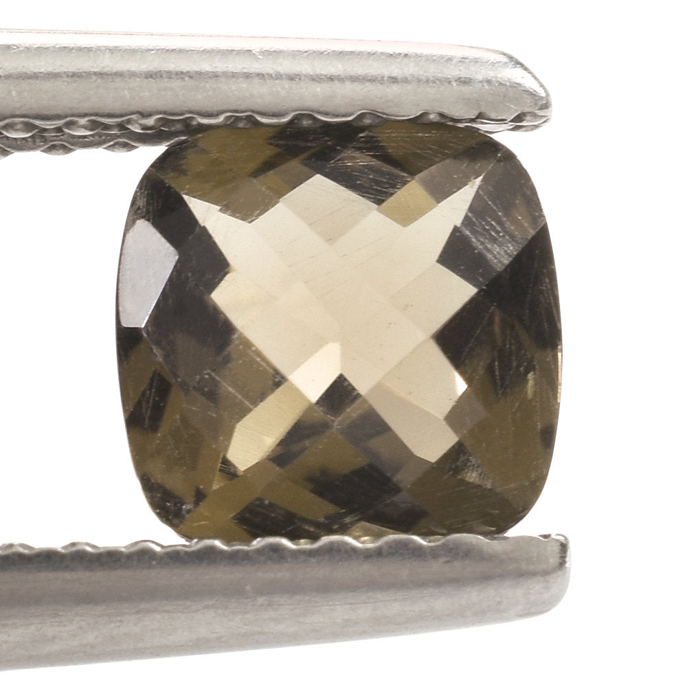 SMOKY QUARTZ CHECKER CUT CUSHION 6.00MM 0.81 Cts.