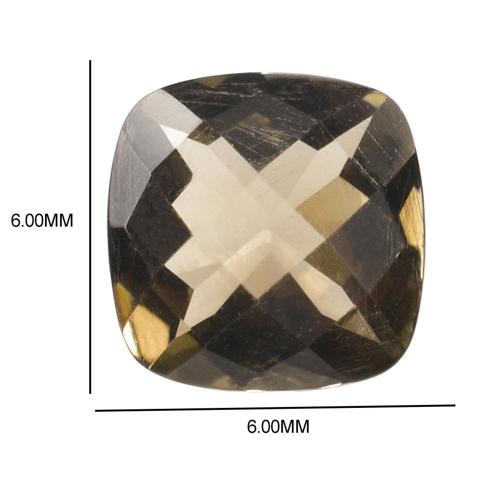 SMOKY QUARTZ CHECKER CUT CUSHION 6.00MM 0.81 Cts.