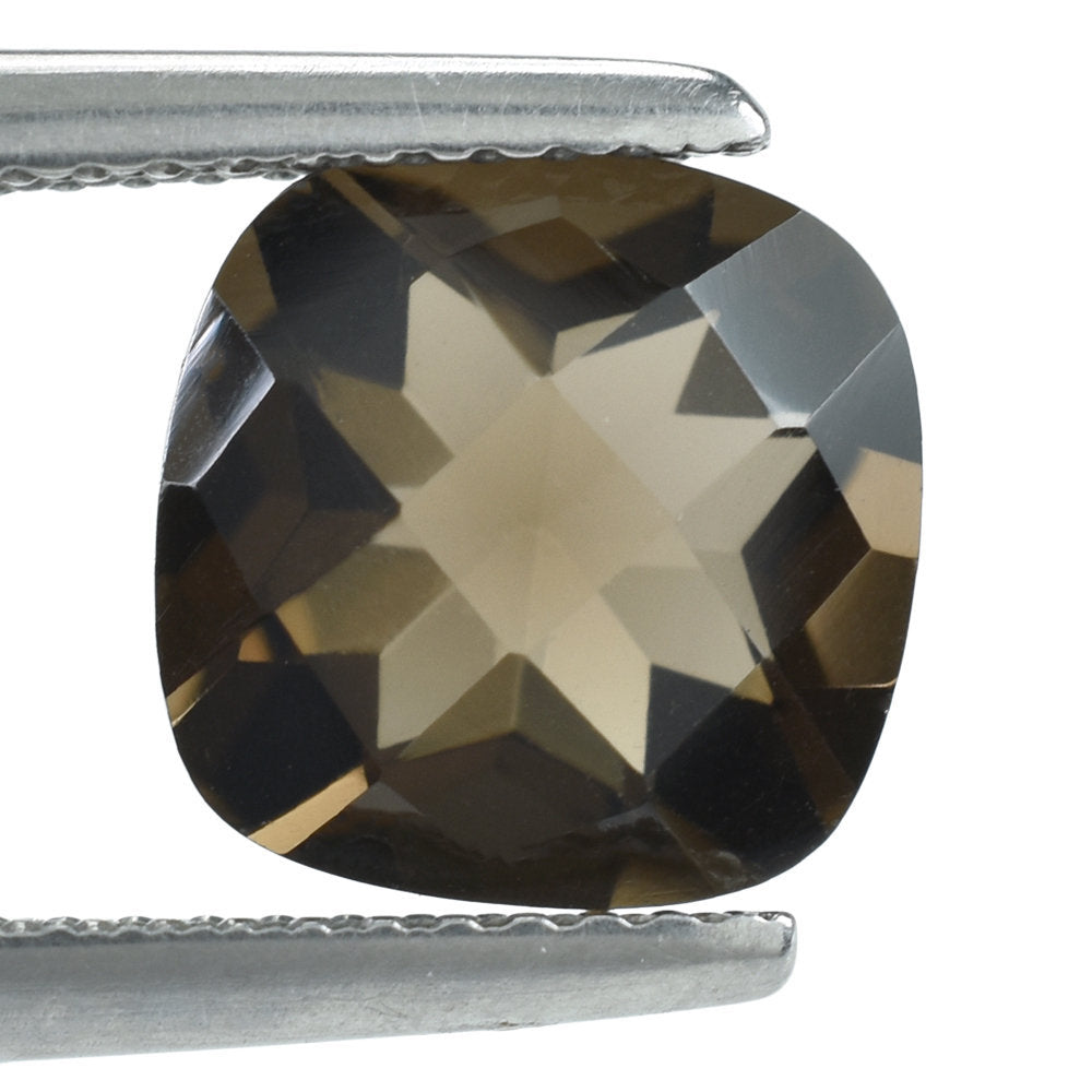 SMOKY QUARTZ CHECKER CUT CUSHION 9.00MM 2.64 Cts.