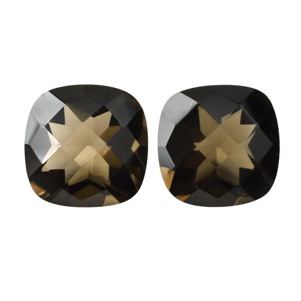 SMOKY QUARTZ CHECKER CUT CUSHION 9.00MM 2.64 Cts.